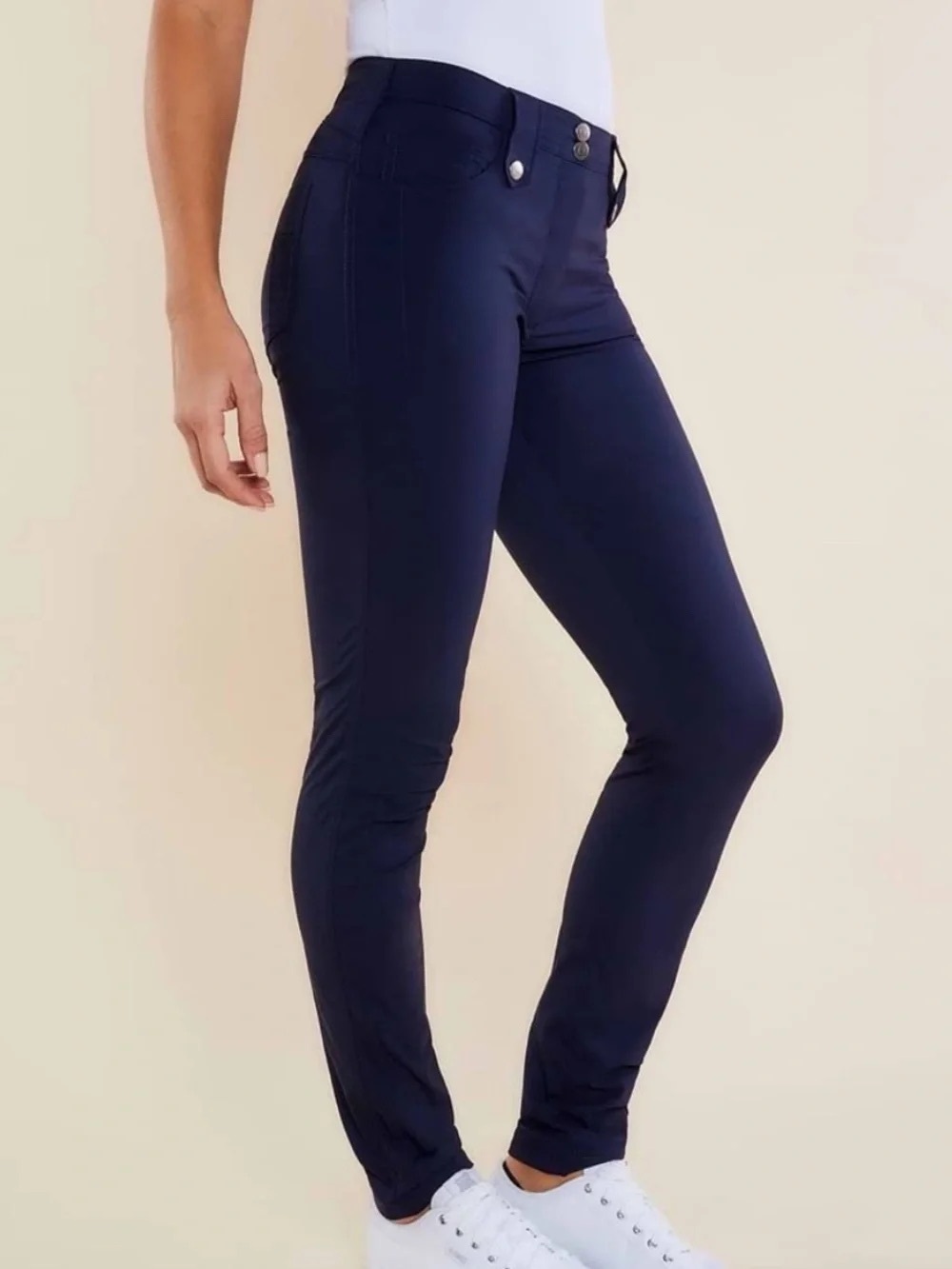 Anatomie The Skyler Travel Pant Women's Size Large Navy Blue Slim Fit Stretch